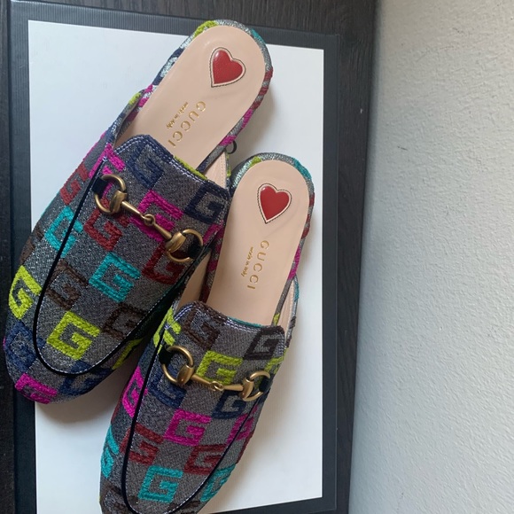 Gucci Princetown velvet G lurex loafers GG Logo Multicolor size 35 

. - Picture 2 of 7